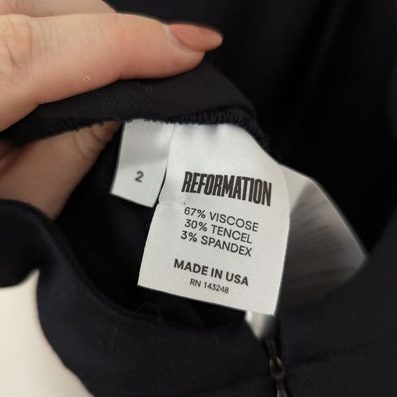 Reformation black twill Anderson square neck low scoop back cropped jumpsuit - Picture 5 of 7